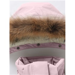 Парка зимняя подростковая для девочки с капюшоном и мехом розового цвета 9534R