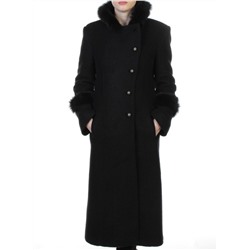 13927A BLACK Пальто шерстяное с мехом HELLEN