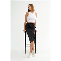 Юбка Офис с вырезом черная