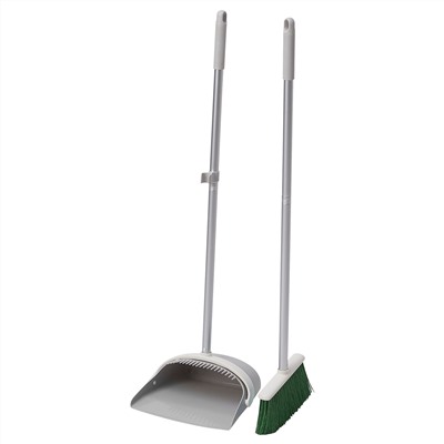 PEPPRIG, Kehrschaufel und Besen, grau/grün