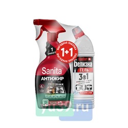 Набор Средство чистящее для кухни Sanita 1 минута, 500 мл + Средство с комплексным действием Sanfor  Белизна гель 450 г