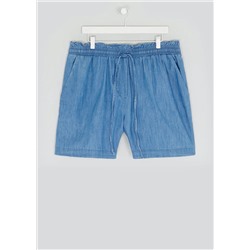 Papaya Curve Tie Waist Denim Shorts