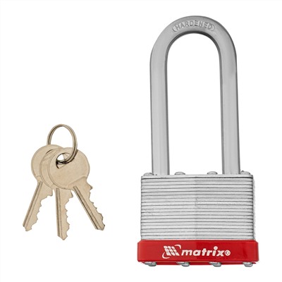 Замок навесной, 65 мм, удлиненная дужка Matrix