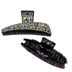 Заколка-краб для волос со стразами 9,5х4 см КР16 тип 1