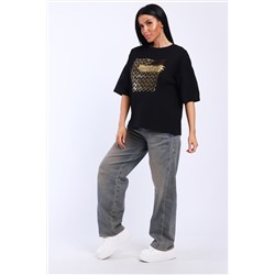 Футболка женская черная-99