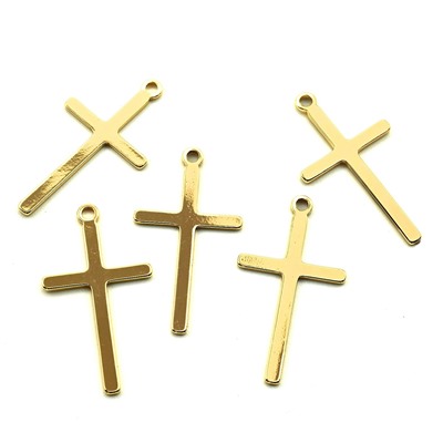 Подвеска Крестик 13*26мм золотистый