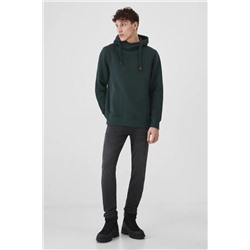 Bluza męska z kapturem wzorzysta  kolor zielony