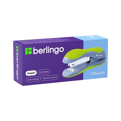 Степлер №24/6, 26/6 Berlingo "Office Soft" до 25л., пластиковый корпус, ассорти