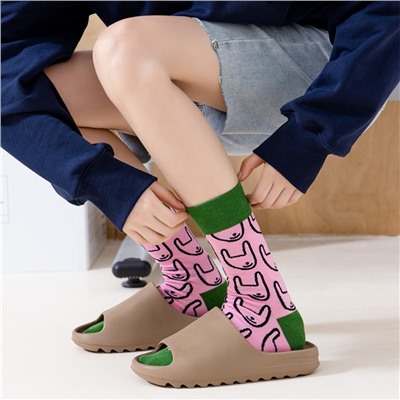 Tide, cartoon demi-season rabbit for men and women, cotton Japanese brand knee socks, mid-length