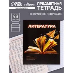 Тетрадь предметная 48 листов в линейку Calligrata «3D. Литература», серые листы