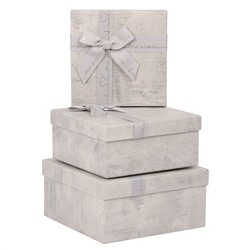 Коробка подарочная Мрамор 19,5*19,5*9,5 серый/серебро КОКОС 232215/Китай