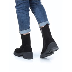 04-M2-5123 BLACK Ботинки зимние женские (натуральная замша, натуральный мех)