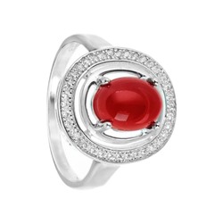 Кольцо 'Элегия' с имитацией коралла и фианитами ТШКС.731КЛ1.59