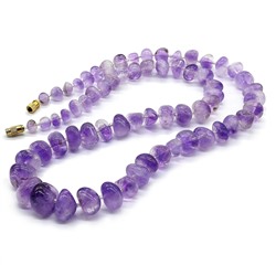 Бусы из Аметиста (Ватиха) галтовка, 62см, 94г