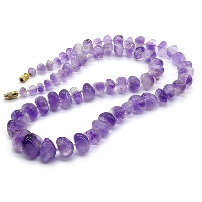 Бусы из Аметиста (Ватиха) галтовка, 62см, 94г