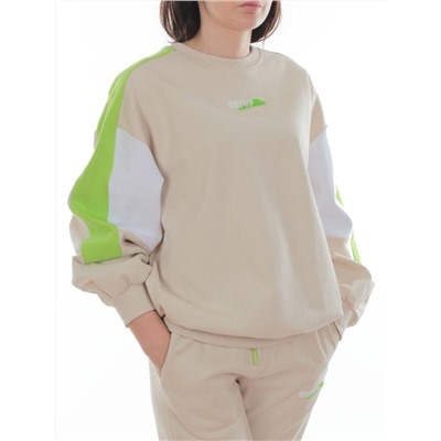 3160/3161 BEIGE/LT. GREEN Костюм спортивный женский (95% хлопок, 5% эластан)