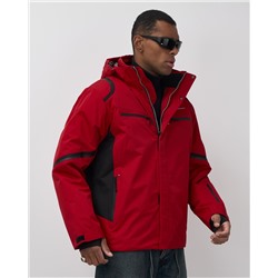 Горнолыжная куртка мужская зимняя красного цвета 7617Kr