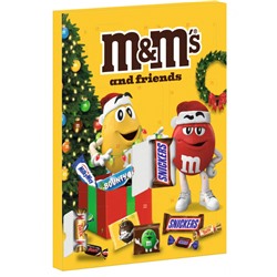 Mars M&M's & Friends Adventskalender, Адвент-календарь 2025, 24 сладких сюрприза, 38см × 45см, 361 грамм
