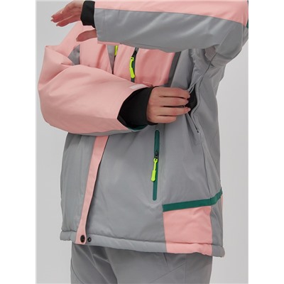 Горнолыжная куртка женская зимняя персикового цвета 7092P