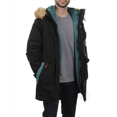 22067 BLACK GREEN Куртка мужская зимняя облегченная (150 гр. холлофайбер)