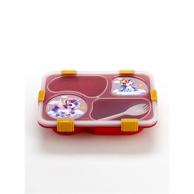 Ланч - бокс с 4 секциями «Единорог», 23×17×5.5 см, розовый