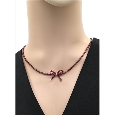 Чокер Бантик из граната шарик 2мм, 38см