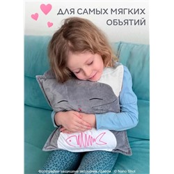Декоративная Подушка Кот 35х35, тёмно-серая