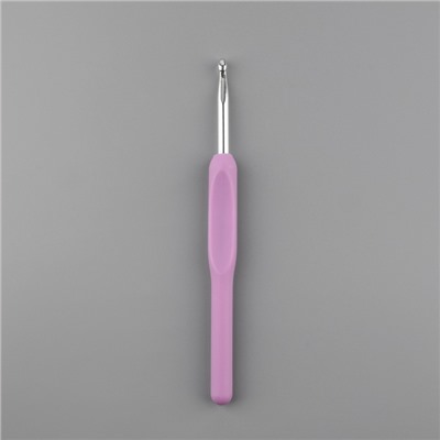 Крючок для вязания, с пластиковой ручкой, d=5 мм, 14 см, сиреневый