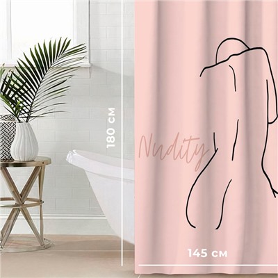 Штора для ванной водоотталкивающая Этель Этель "Nudity" 145х180 см, цвет розовый, ткань оксфорд, 210гр/м2