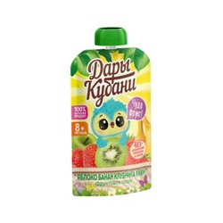 Пюре фруктовое из яблок, бананов, клубники и киви 90 гр. 1/12
