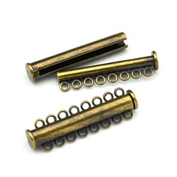 Замок-слайдер магнитный на 8 нитей цв.латунь, 11*39мм.