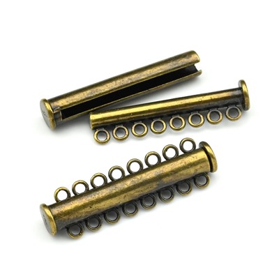 Замок-слайдер магнитный на 8 нитей цв.латунь, 11*39мм.