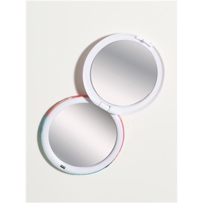 Зеркало складное «Пляж», d=7.5 см, с увеличением х2, розовое/бирюзовое
