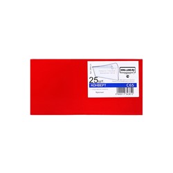 Конверт С65 114 х 229 мм, цветной, без подсказа, без окна, отрывная лента, 120 г/м2, красный