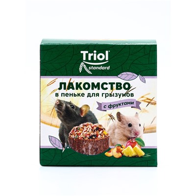 Лакомство "Triol" в пеньке для грызунов с фруктами, 70г