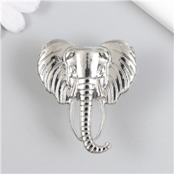 Мебельная ручка - кнопка, металл «Голова слона», серебро, 4.5×4.2 см