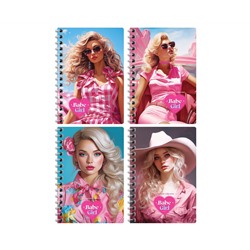 Записная книжка А6, 80л. на гребне BG "Pink girls"