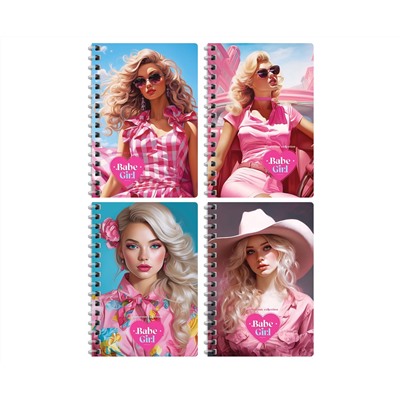 Записная книжка А6, 80л. на гребне BG "Pink girls"
