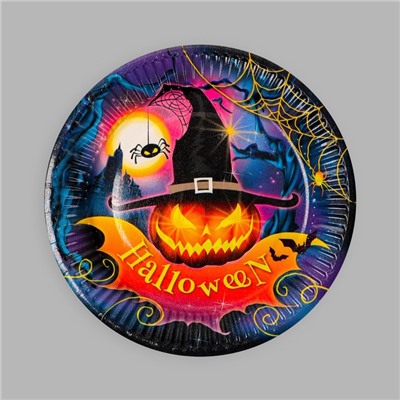 Тарелка бумажная Halloween, 18 см, набор 6 шт