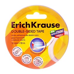 Клейкая лента двусторонняя ErichKrause, 12 мм × 10 м, прозрачная