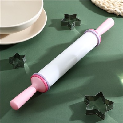 Скалка с ограничителями кондитерская, 35.5×4.5 см, белая