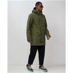 Парка спортивная мужская с капюшоном softshell цвета хаки 9565Kh