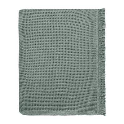 Покрывало вафельное из хлопка цвета шалфея из коллекции Essential, 230х250 см