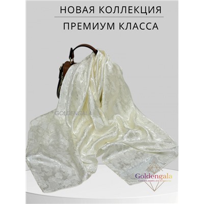 Платок однотонный из натурального шелка айвори Арт В1051/09