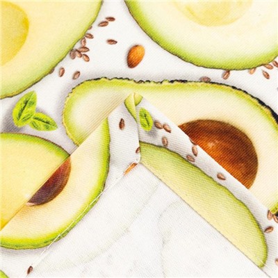 Дорожка на стол Этель Avocado 30×70 см, 100% хлопок, саржа 190 г/м², белая/зелёная