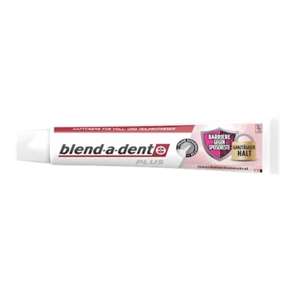 blend-a-dent Haftcreme Plus Barriere gegen Speisereste geschmacksneutral, 40 g, Крем-клей для фиксации зубных протезов Plus Барьер против остатков пищи, без вкусовых добавок, 40 г