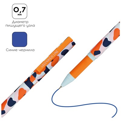 Ручка шариковая Greenwich Line "Trendy strokes" синяя, 0,7мм, игольчатый стержень, грип, софт-тач