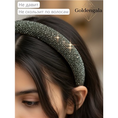 Ободок для волос со стразами объемный Арт ОБ6/002