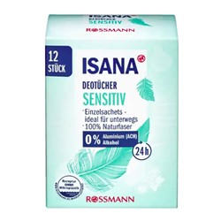 ISANA Deotucher sensitiv ISANA Део-салфетки для чувствительной кожи без следов на одежде 12 шт.