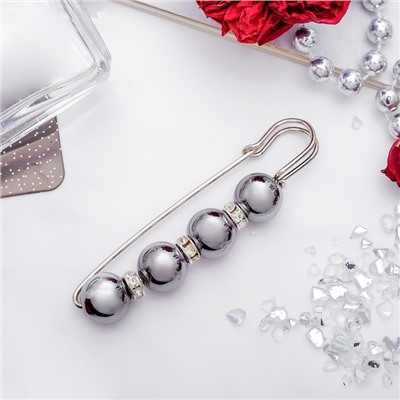 Булавка «Квартет» шар №12, 8 см, глянцевая, серая в серебре